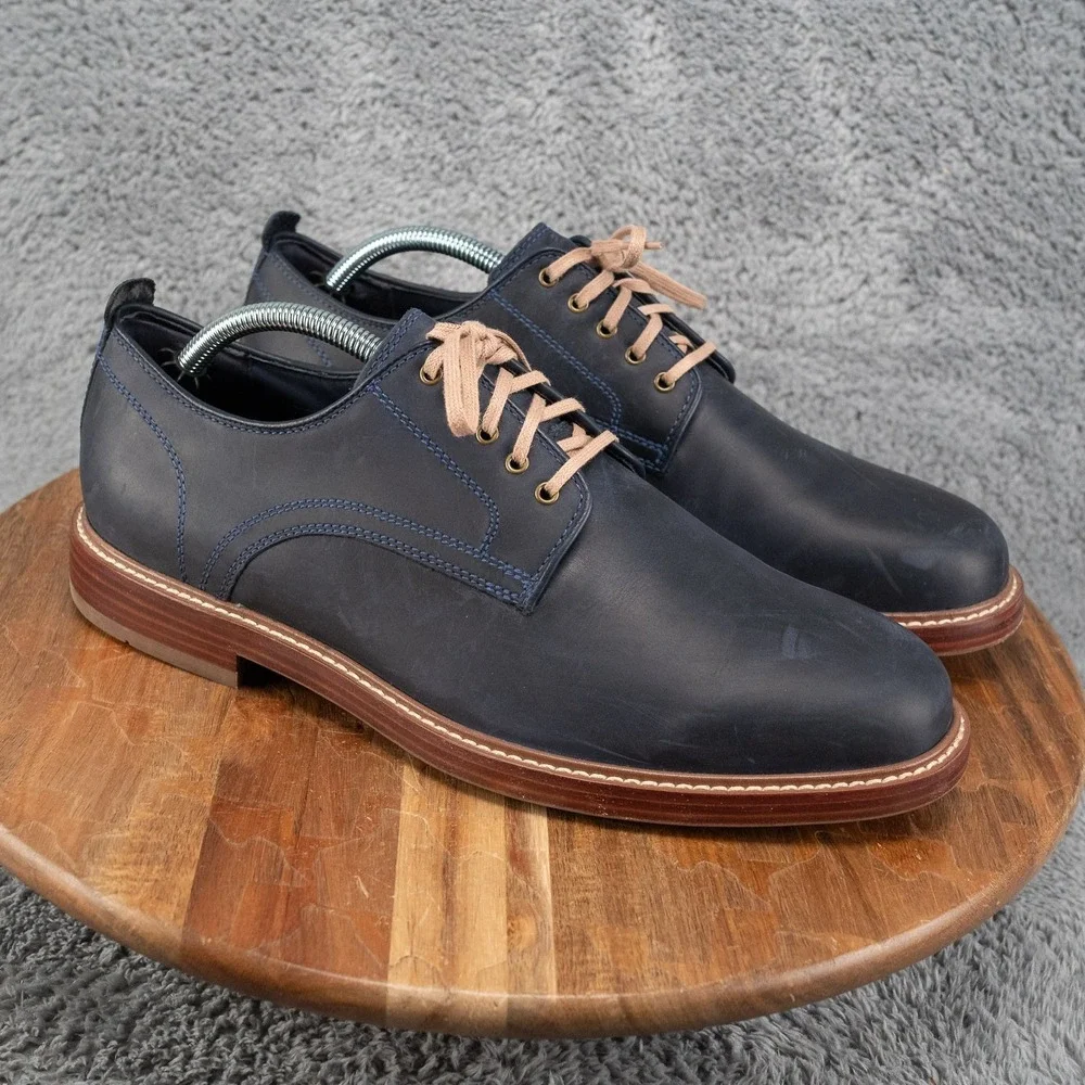 Cole Haan Tyler Grand Oxford Mens Navy Blue Leather Toe Dress Shoe Size 9.5 M